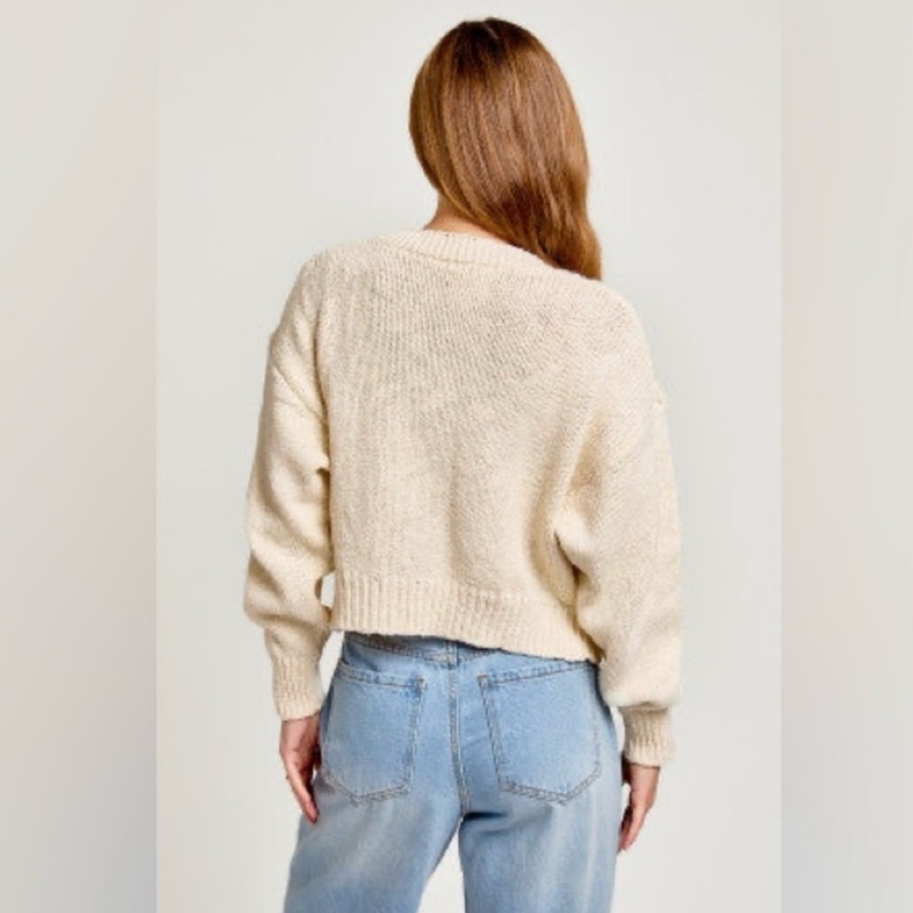 ‼️WOW‼️Le Lis Cream Cardigan with Pink AccentsNWT - Picture 2 of 13